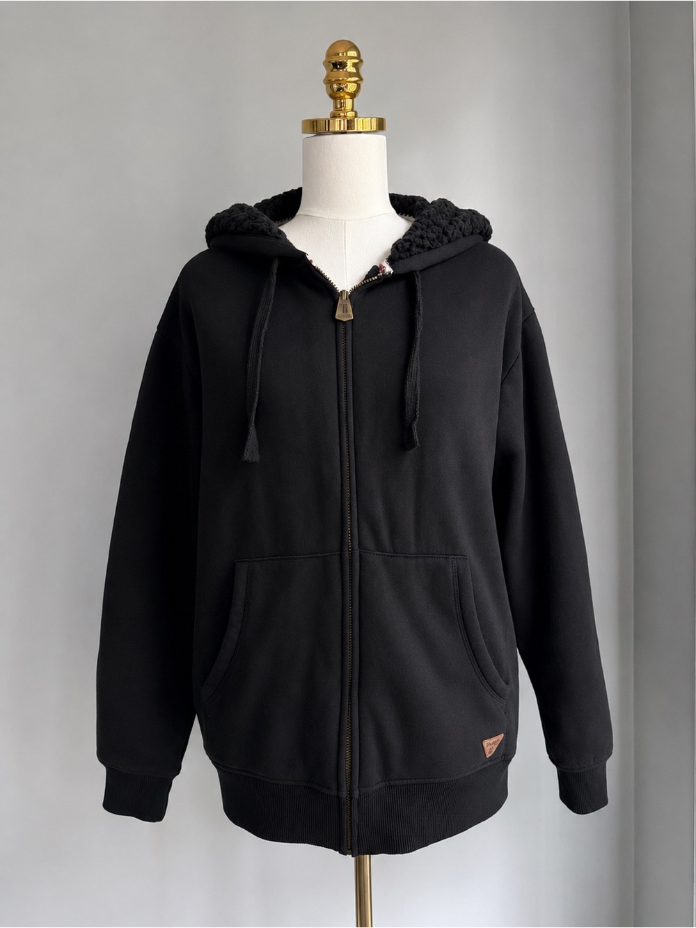 Weatherproof Vintage Black Sherpa-Lined Zip Hoodie